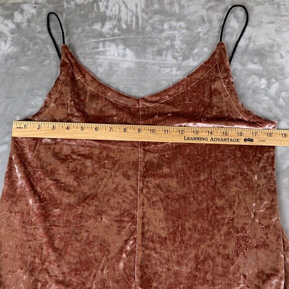 NWOT Freeway Crushed Velvet‎ Dress Women’s L Pink V neck Spaghetti Strap (0701) - Picture 11 of 15